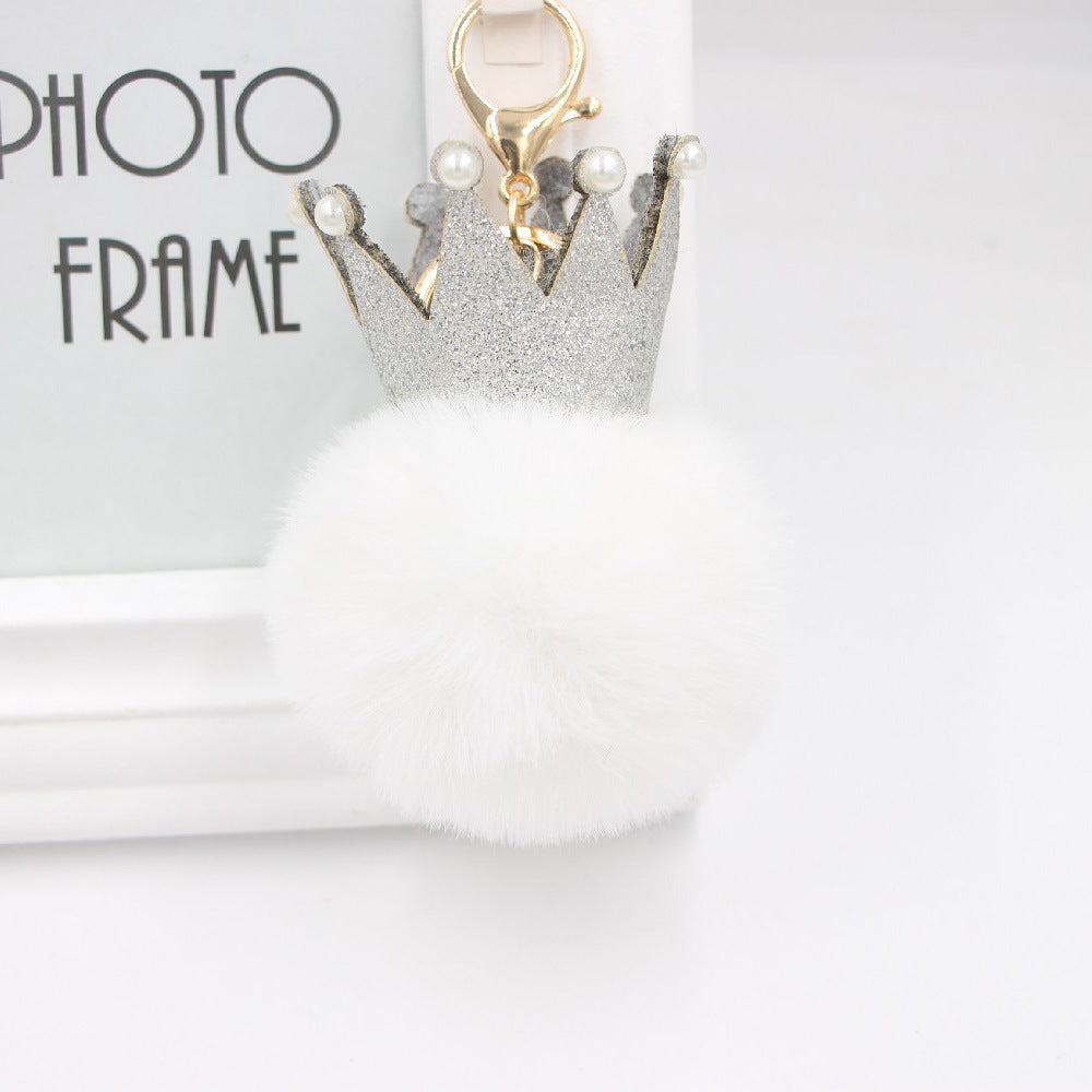Wholesale 3D Crown Pom Pom Keychain